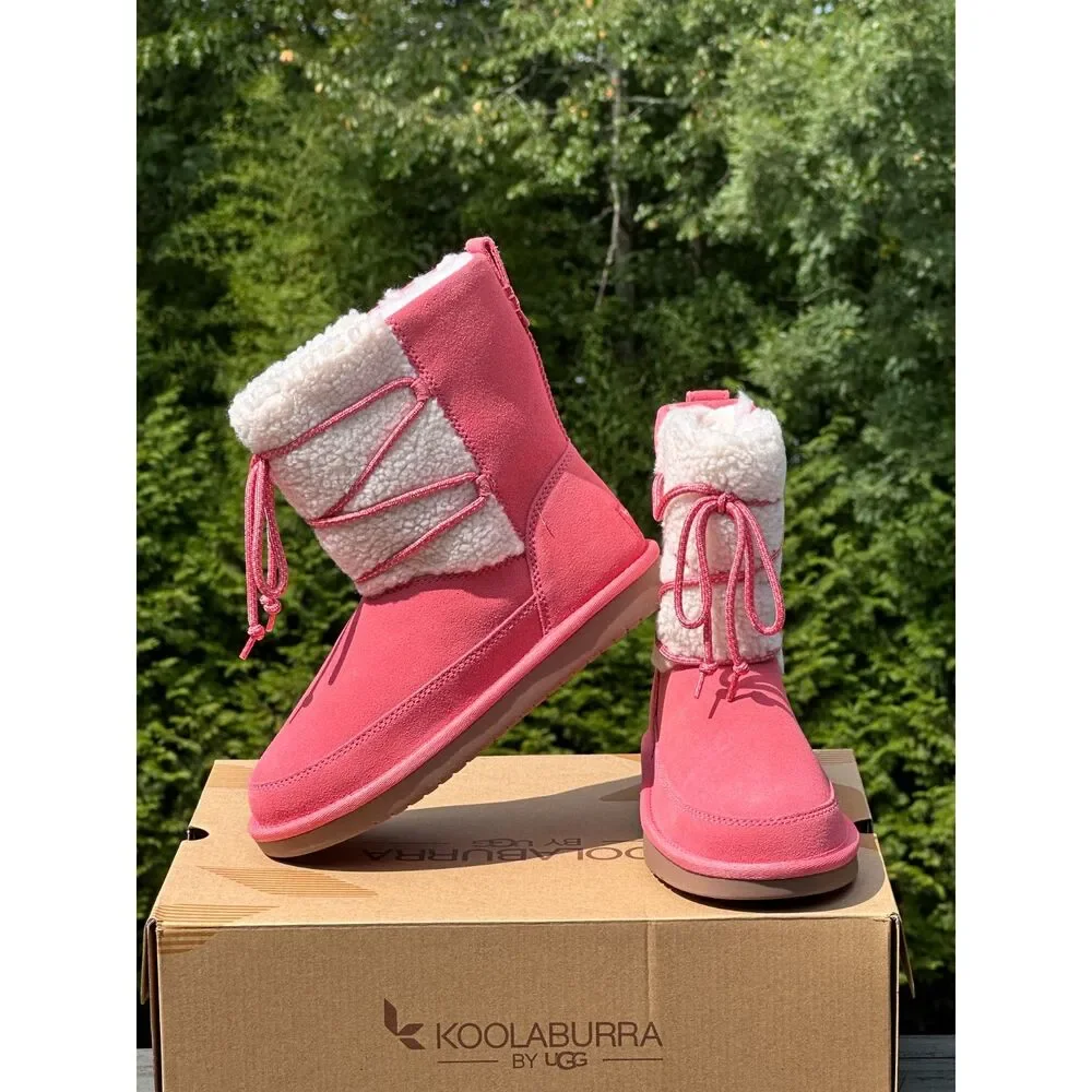 NIB Koolaburra by UGG Girls Pink Cozy Michon Short Boot - Child Kid Youth 3Y